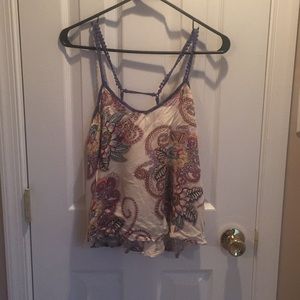 Cream colored floral tank top